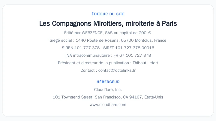 Coordonnées légales de l&rsquo;éditeur et de l&rsquo;hébergeur du site