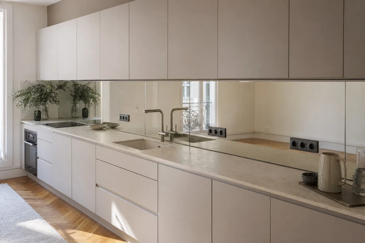 Crédence cuisine miroir : miroitier à Paris et couronne