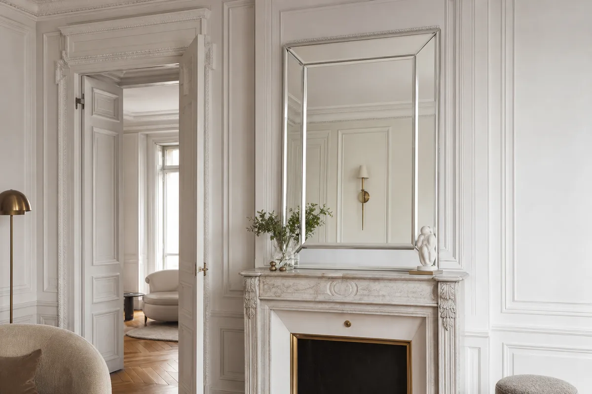 Miroir sur mesure à Paris : découpe à la cote, biseau, pose