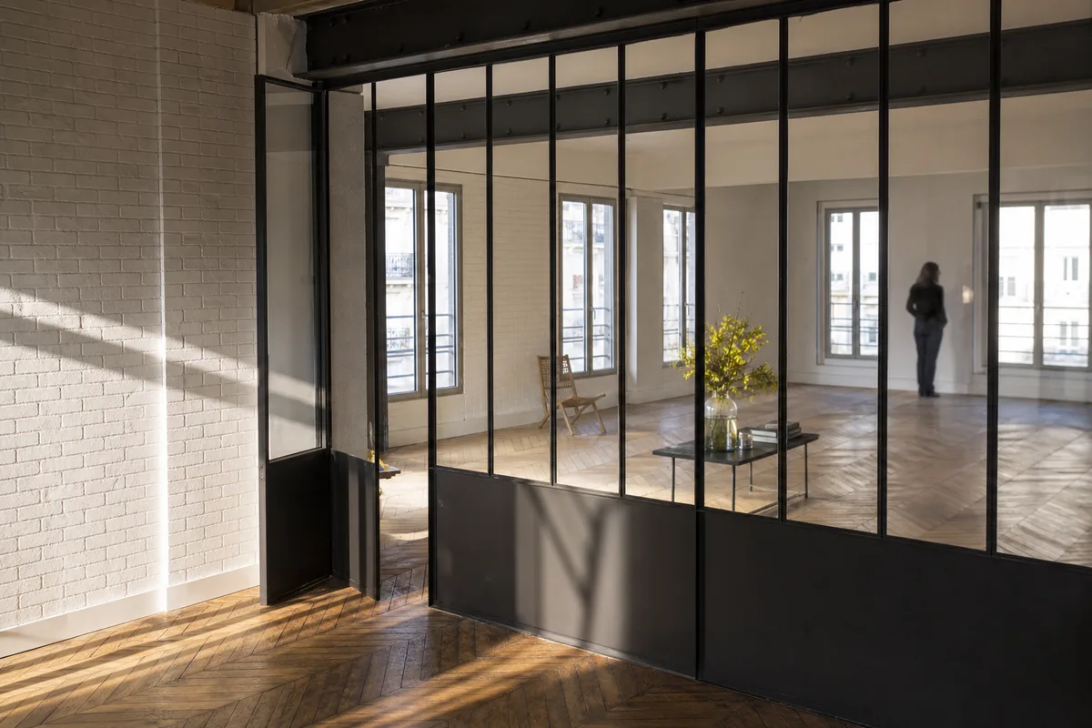 Toits de zinc parisiens ponctués de verrières et de coupoles de puits de lumière
